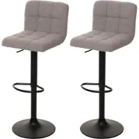 Mendler Set van 2 barkrukken -G87, barkruk barstoel, in hoogte verstelbaar draaibaar, Boucle stof (450g/m²) ~ grijs