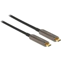 DeLOCK actieve optical fiber USB-C naar USB-C video kabel - 4K 60Hz HDR / zwart - 15 meter