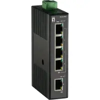 LevelOne ies-0500 fast ethernet unmanaged switch [5x 10/100mbps rj45, qos, ip30, din-rail]