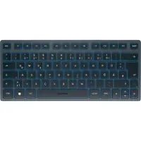 Cherry Bluetooth toetsenbord KW 7100 Mini BT Slate Blue, QWERTZ, voor meerdere apparaten, compact formaat, incl. draagtas