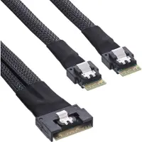 InLine Slim SAS-kabel, SFF-8654 8i zu 2x SFF-8654 4i, 1m