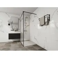 Vente-unique Opzet- of inbouwdouchebak van hars – Wit – 120 x 90 cm - Snijdbaar - LYROSA