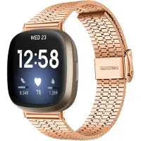 Strap-it Luxe RVS horlogeband - stalen bandje geschikt voor Fitbit Versa 3 / Fitbit Sense - rosé goud