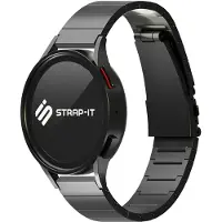 Strap-it Luxe titanium smartwatch bandje - geschikt voor Fossil Gen 5 / Gen 5e 44mm / Gen 6 44mm - zwart