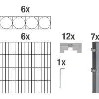 Alberts Dubbelstaafmat hekwerk Oslo antraciet, hoogte: 100-160cm, totale lengte: 10-20m, voor plaatsing in beton (set)
