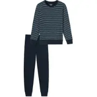Schiesser Pyjama 'UNCOVER Nightwear' donkerblauw / wit