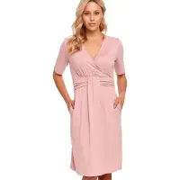 Doctor Nap Nachthemd Bamboe | Nachtjapon Dames | Borstvoeding Nachtkleding | Zwangerschap Nachthemd Korte Mouw | Flamingo TCB.9116 L