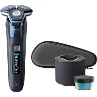 Philips SHAVER Series 7000 S7885/50 Elektrische scheerapparaat voor nat en droog scheren, Rotatief scheerapparaat, Zwart, Blauw, Knopbediening, LED-display, GroomTribe, SH71