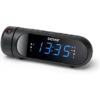 Denver Wekkerradio met projectie LED dual alarm zwart + USB poort - 8140230