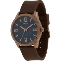 GUESS Analoog horloge 'Elliot' donkerblauw / donkerbruin / goud
