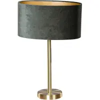 QAZQA Tafellamp messing met ovale velours kap groen 35cm - Simplo