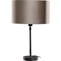 QAZQA Tafellamp zwart met taupe fluwelen kap 35cm - Parte
