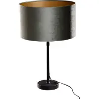 QAZQA Tafellamp zwart met velours kap groen 35cm - Parte