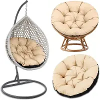 Amazinggirl Hangstoel Kussen 110 cm – Papasan Kussen & Eivormige stoel rond – groot zitkussen waterafstotend voor Tuin Terras Veranda Binnen Buiten Rotan en Woonkamer Beige Schaduw B