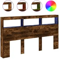 vidaXL Hoofdbordkast met LED-verlichting 180x17x102 cm gerookt eiken