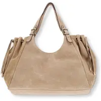Manfield Zandkleurige suède shopper | Maat Onesize