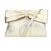 Manfield Gouden leren schoudertas met strik | Maat Onesize
