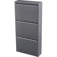 En.casa Schoenenkast Sokndal 3 kleppen grijs 104x50x15 cm []
