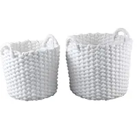 Ptmd Olliver White Velvet Rope Basket With Handles SV2 (Wit, 44x39.5x44cm)