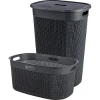 Curver Filo wasbox + wasmand zwart