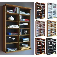 Hioshop Zuntisa wandkast CD,DVD opslag 12 planken beuken decor.