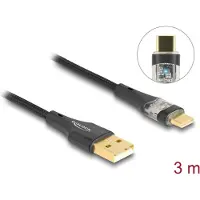 DeLOCK USB 2.0 Cable Type-A male to USB Type-C male with Fast Charging 60 W transparent 3 m