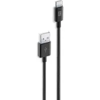 Cellularline Kabel USB-A naar USB-C 150cm - Gevlochten & Versterkt - Zwart