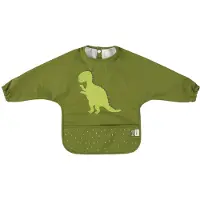 Trixie Afwasbare slab met mouwen - Mr. Dino - Voor Baby's en Kleuters 2-4jaar - Makkelijk schoon te maken - Groen