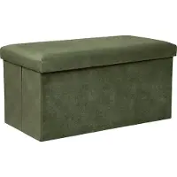 Atmosphera Poef/krukje/hocker Amber - Opvouwbare zit opslag box - fluweel Dennengroen - 76 x 38 x 38 cm