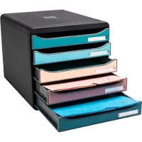 Exacompta Skandi Ladekastje PS (Polystyreen) Kleurenassortiment, zwart 5 Lades 27,8 x 34,7 x 27,1 cm
