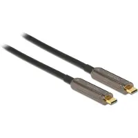 DeLOCK actieve optical fiber USB-C naar USB-C video kabel - 4K 60Hz HDR / zwart - 20 meter