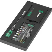 Wera 9750 Kraftform Kompakt en Tool-Check PLUS set 1, 57-delig (zwart/groen, set sleutels en bits, in schuimrubberen houder voor werkbankwagen)