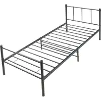 En.casa Metalen bedframe Hercules incl. bedbodem 90x200 cm zwart