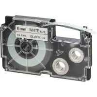 Casio labeltape XR-6WE1, 6 mm breed, wit