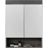 Trendteam badkamermeubel met spiegel, model Runner/Moon Sardegna, rookzilver, melamine, 58 x 75 x 18 cm