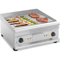 Royal Catering Elektrische grillplaat - dubbel - 60 cm - glad en geribbeld - 6.400 W