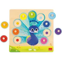 Jumbo - - Houten Knoppuzzel Pauw - Kinderpuzzel - 9 stukjes