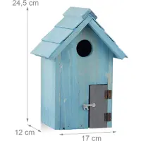 Relaxdays nestkasjte hout - met deurtje - invliegopening: 3,5 cm - tuinvogels - lichtblauw
