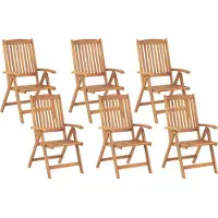 Beliani JAVA - Tuinstoel set van 6 - Lichte houtkleur - Acaciahout