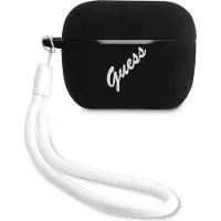GUESS GUACAPLSVSBW AirPods Pro hoesje, zwart-wit, siliconen, vintage design