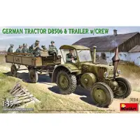 Mini art Modelbouwpakket Landbouwvoertuigen - 35314 German Tractor D8506 - Trailer with Crew Plastic - 1:35 - Modelbouw