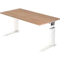 Hjh OFFICE PRO UNDA 16 W - 160 x 80 Tafelhoogte I In hoogte verstelbaar Walnoot/Wit
