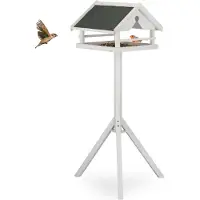 Relaxdays Wit vogelvoederhuisje op standaard