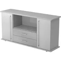 Hjh OFFICE PRO KAPA SB | Dressoir | met deuren + laden - Grijs Sideboard Rail handvat (kunststof)