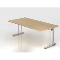 Hjh OFFICE PRO NANO 2E S - 200 x 100 Eiken/Zilver