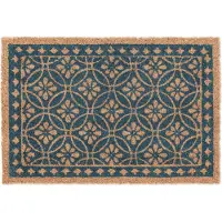 Merkloos deurmat floraal - 60 x 40 cm - kokos - antislip - binnen - buiten - bloemenpatroon