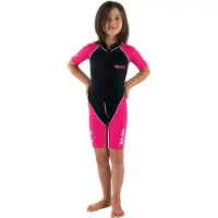 Seac Sub Dolphin 1.5 Mm Junior Short Sleeve Shorty Zwart,Roze 3 Years Meisje