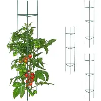 Relaxdays plantensteun driehoekig - set van 4 - metaal - kunststof - 150 x 32 x 32 cm - tomatensteun