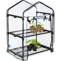 Relaxdays kweekkas balkon - tomatenkas 2 etages - foliekas - plantenkas 94 x 69 x 49 cm
