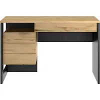 Gami Bureau Rush 119cm, 1 deur & 1 lade - eik decor/zwart